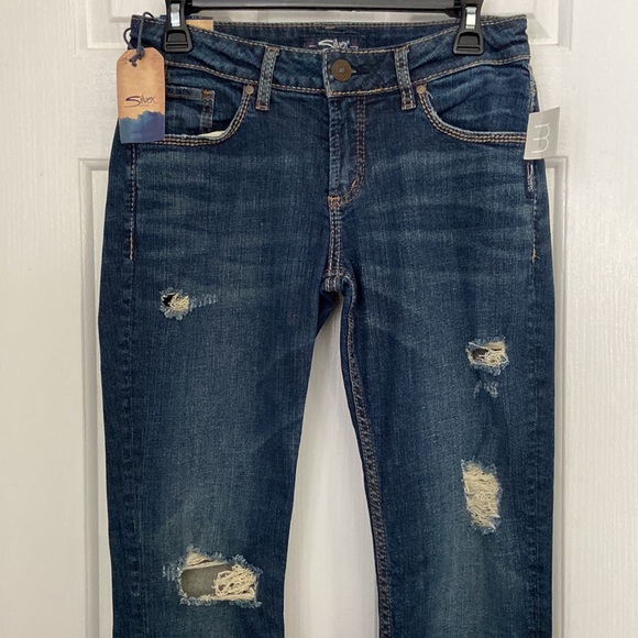 NWT | Silver Jeans Co.® SAM Distressed Boyfriend Jeans W26/L27 - Picture 2 of 9